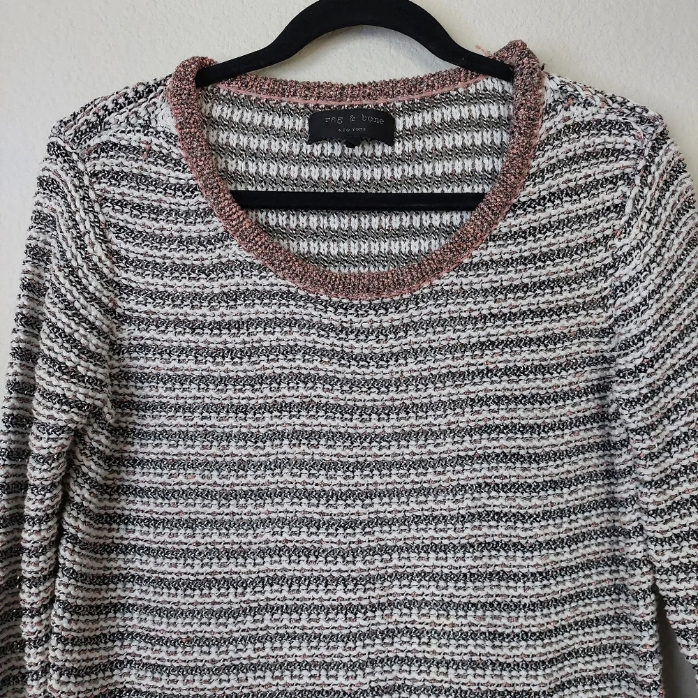 Rag and Bone Striped Metallic Long Sleeve Sweater‎ Size Small